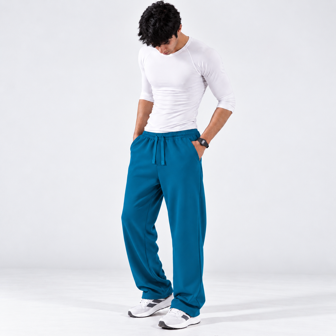 CRYSTAL TEAL RELAXED FIT TERRY BOTTOM