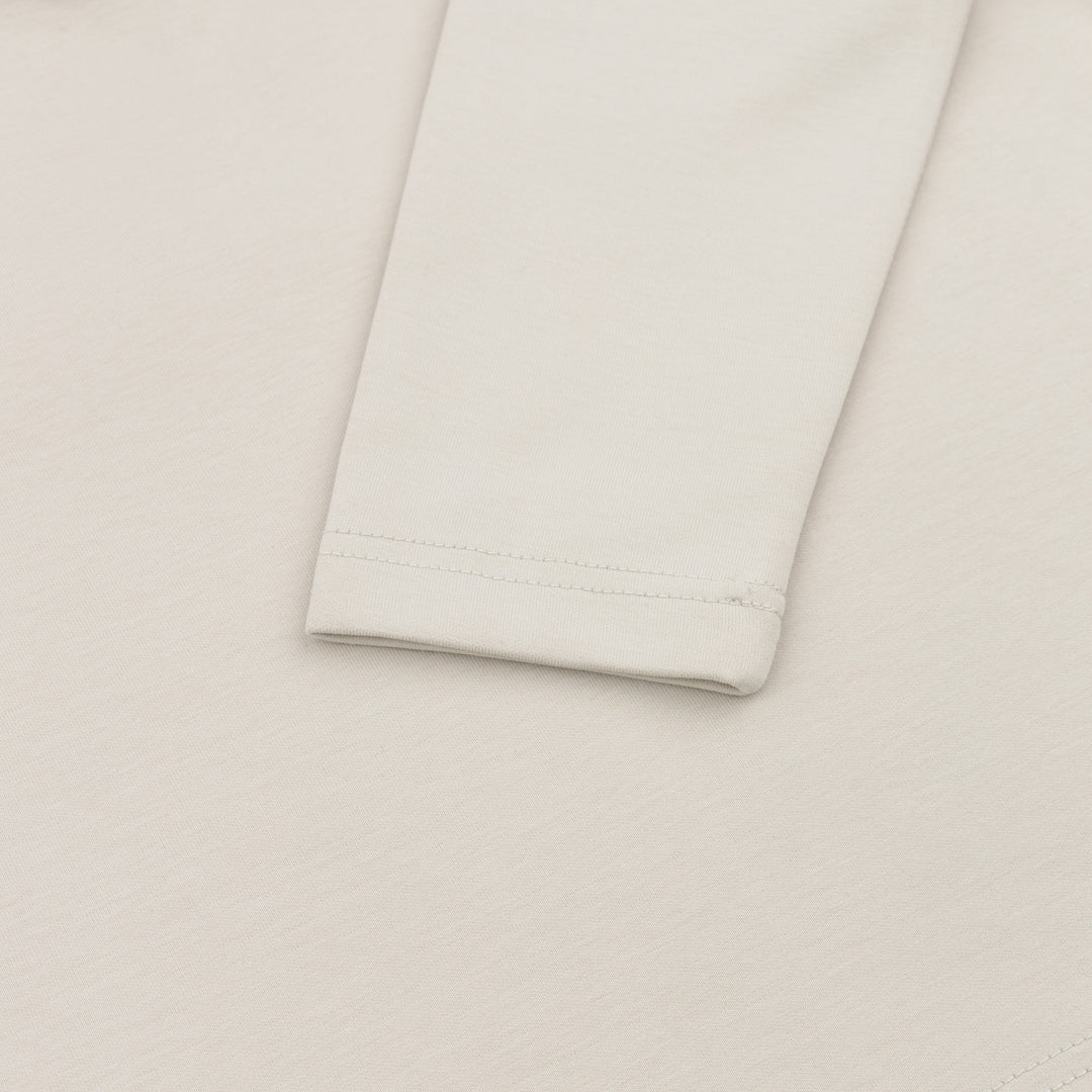 BEIGE MAT HALF ZIPPER MOCK NECK