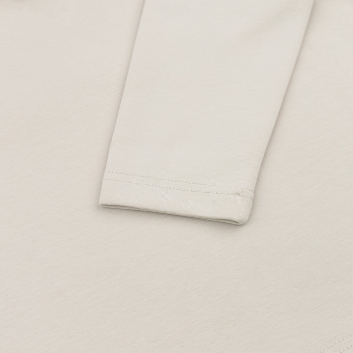 BEIGE MAT HALF ZIPPER MOCK NECK