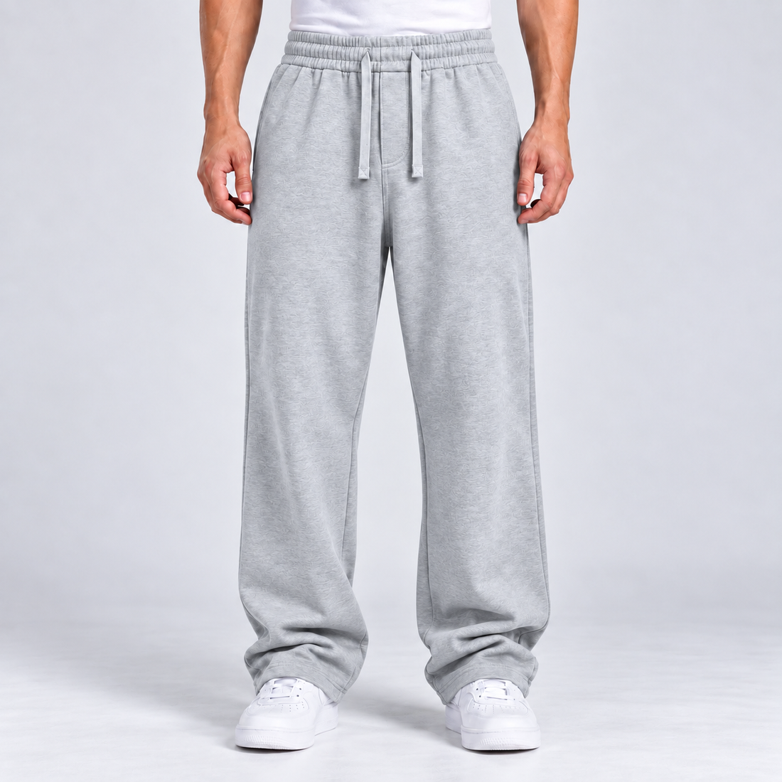 HEATHER GREY RELAXED FIT TERRY BOTTOM