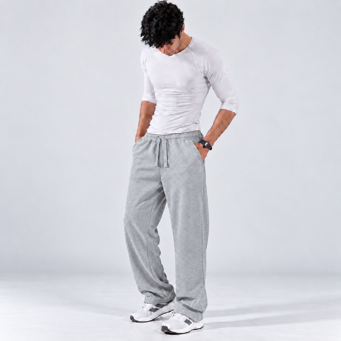 HEATHER GREY RELAXED FIT TERRY BOTTOM