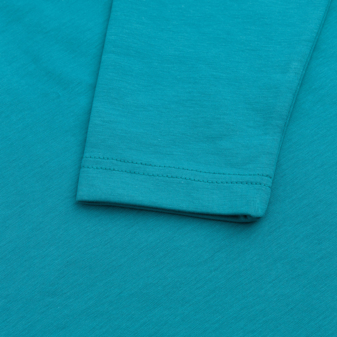 BRIGHT TEAL HALF ZIPPER MOCK NECK
