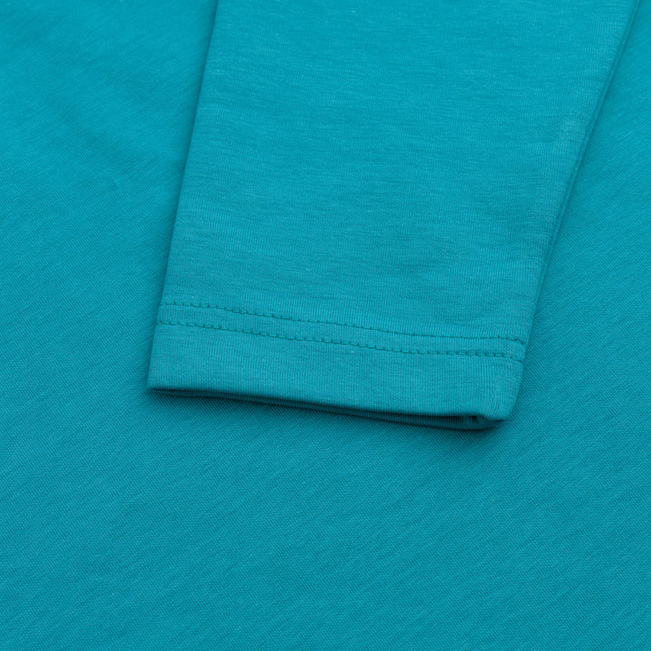 BRIGHT TEAL HALF ZIPPER MOCK NECK