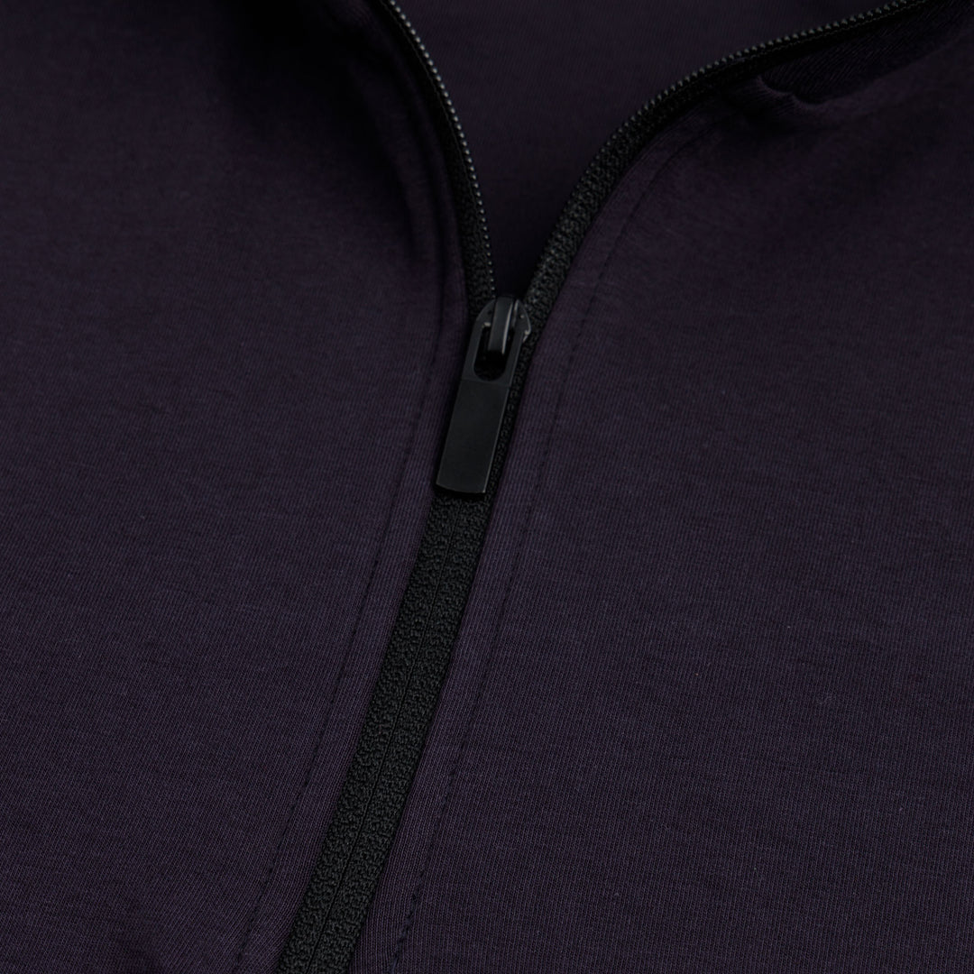 DEEP PURPLE HALF ZIPPER MOCK NECK