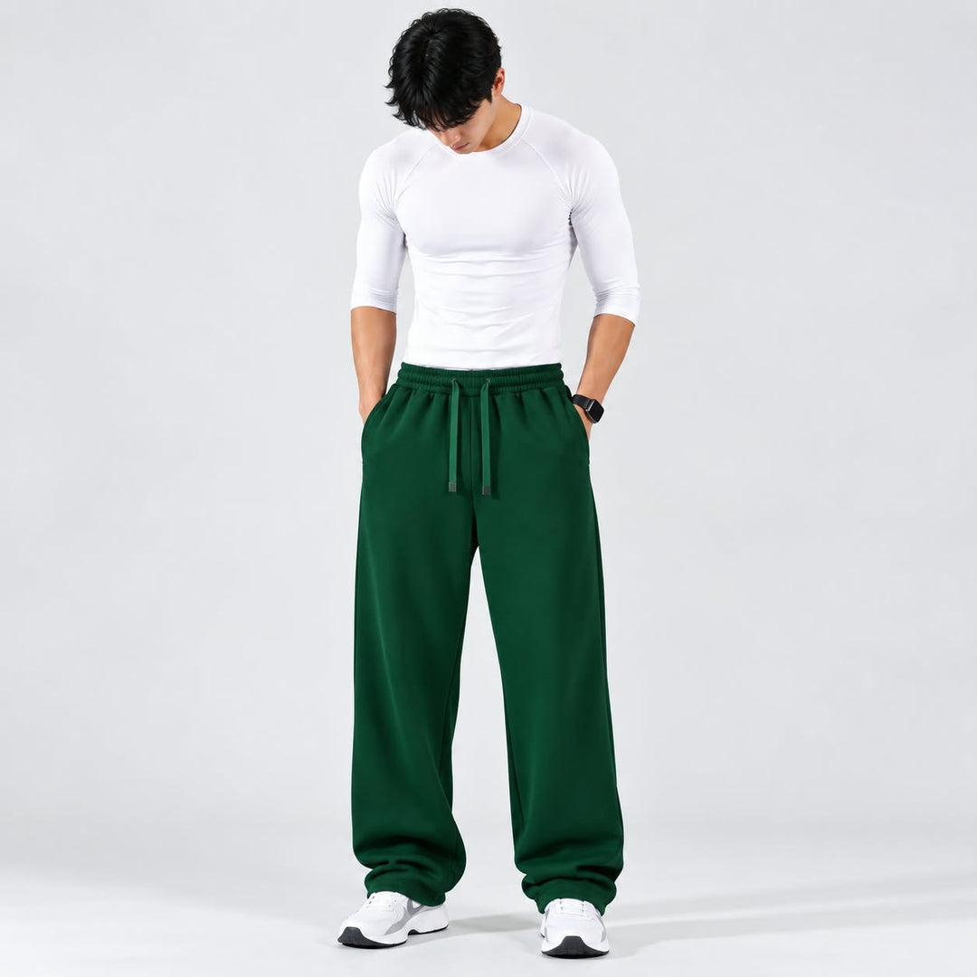 DARK GREEN RELAXED FIT TERRY BOTTOM