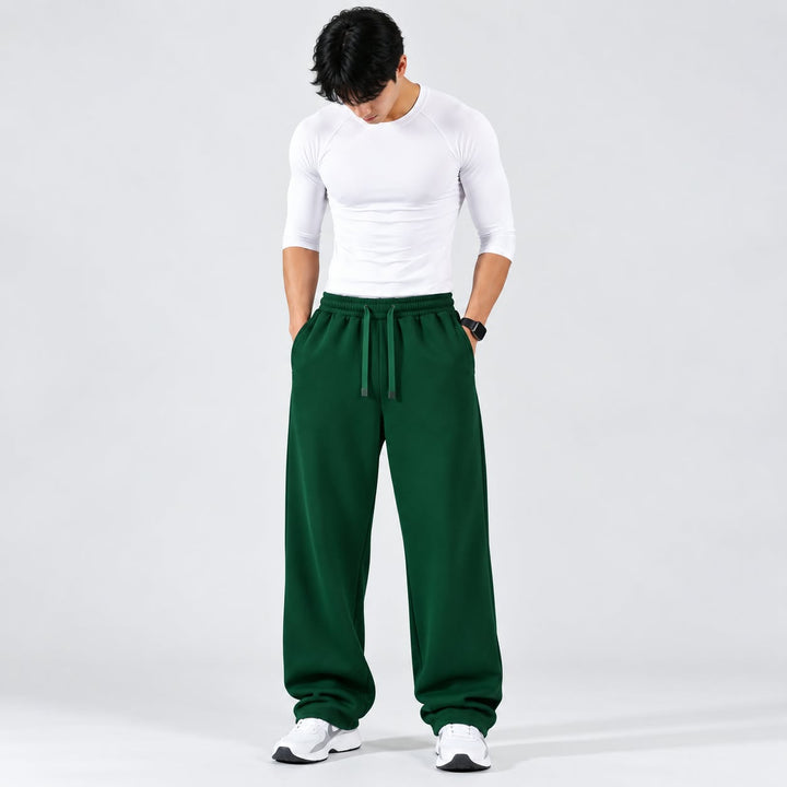 DARK GREEN RELAXED FIT TERRY BOTTOM