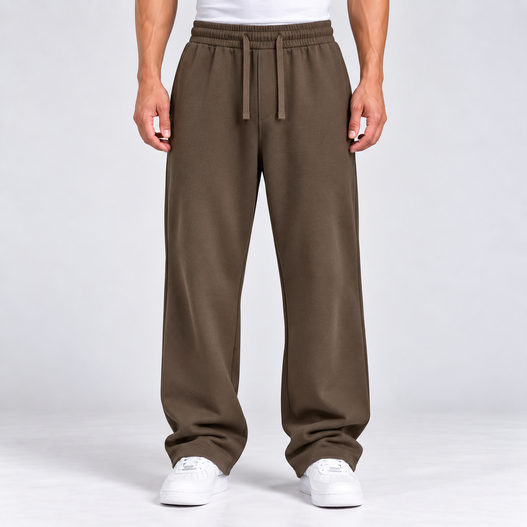 STONE BROWN RELAXED FIT TERRY BOTTOM