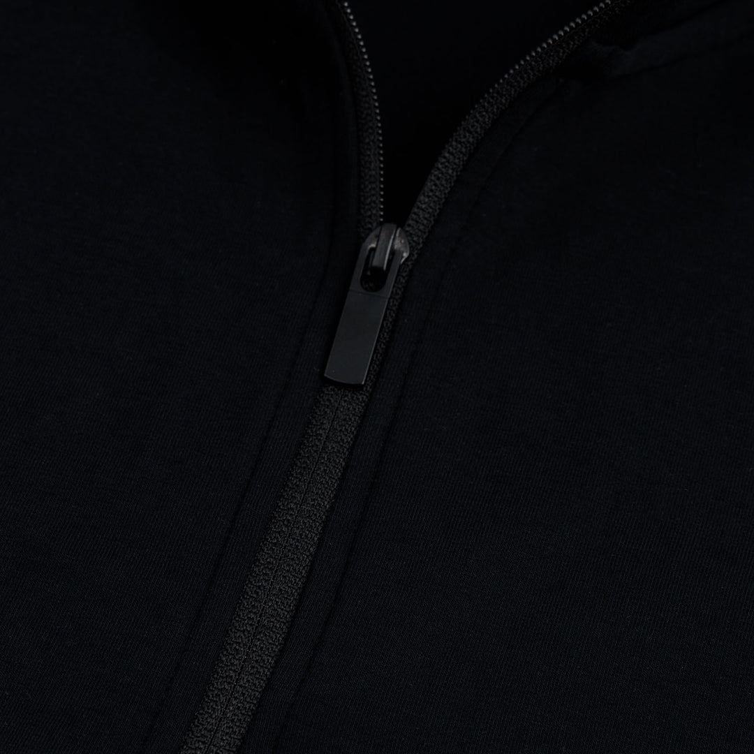 BLACK HALF ZIPPER MOCK NECK