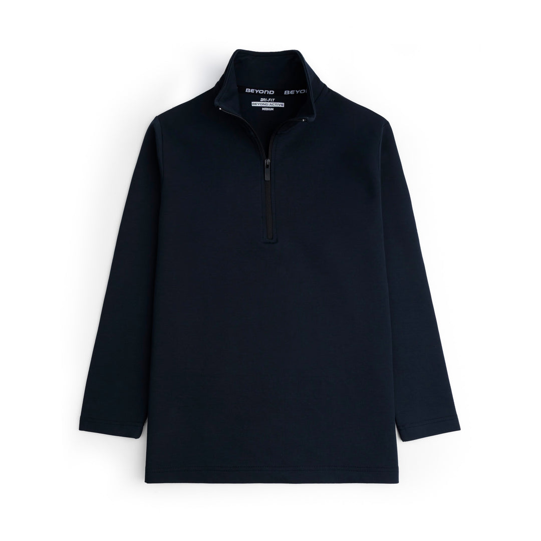 DARK NAVY HALF ZIPPER MOCK NECK