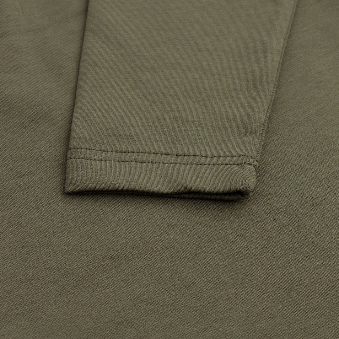 OLIVE GREEN HALF ZIPPER MOCK NECK