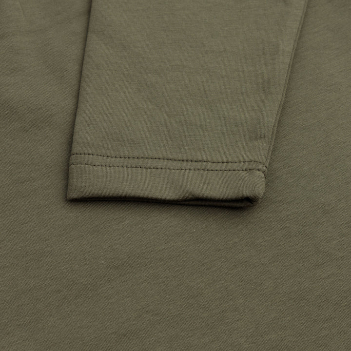 OLIVE GREEN HALF ZIPPER MOCK NECK