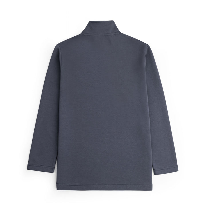 SMOKE GREY HALF ZIPPER MOCK NECK