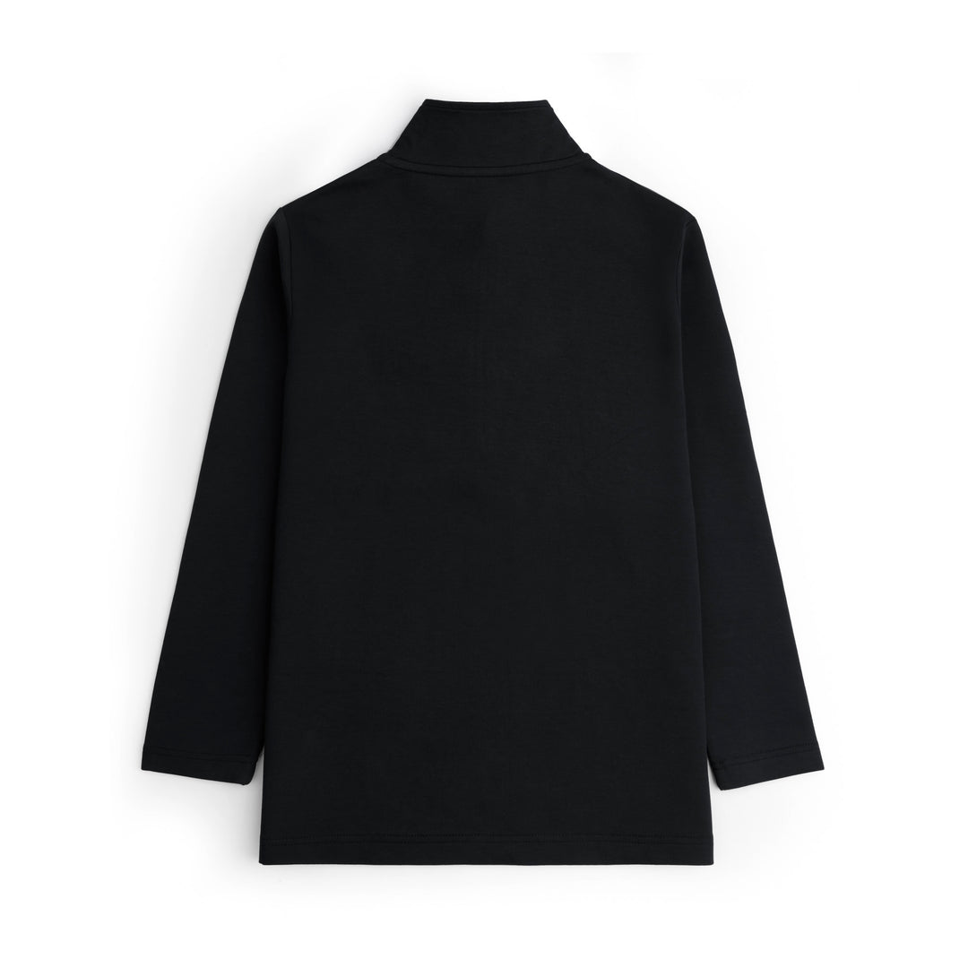 BLACK HALF ZIPPER MOCK NECK