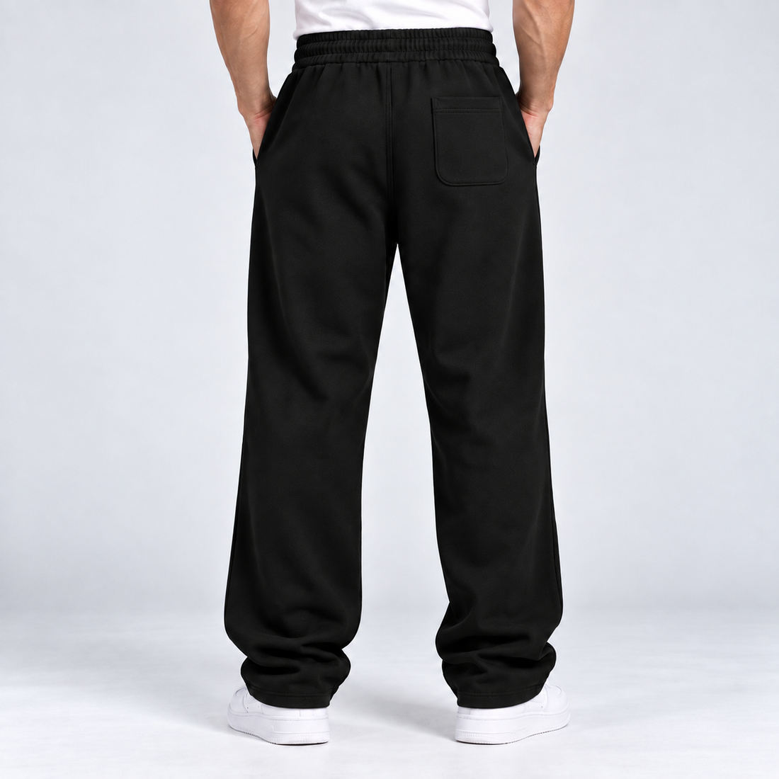 ALL BLACK RELAXED FIT TERRY BOTTOM