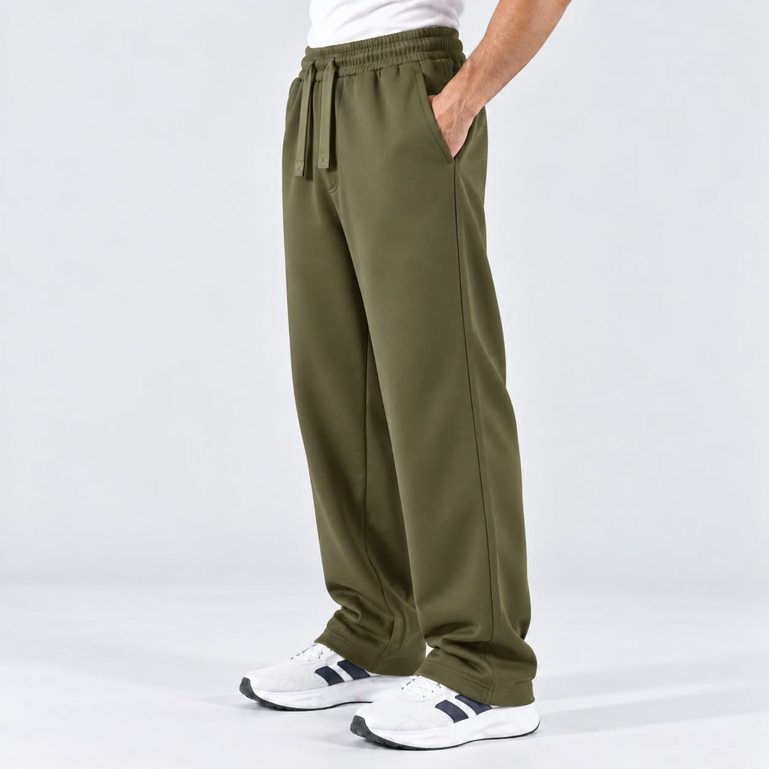 OLIVE RELAXED FIT TERRY BOTTOM