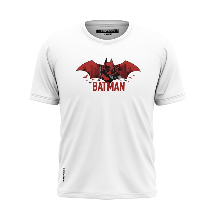 WHITE OVERLAID BATMAN LOGO