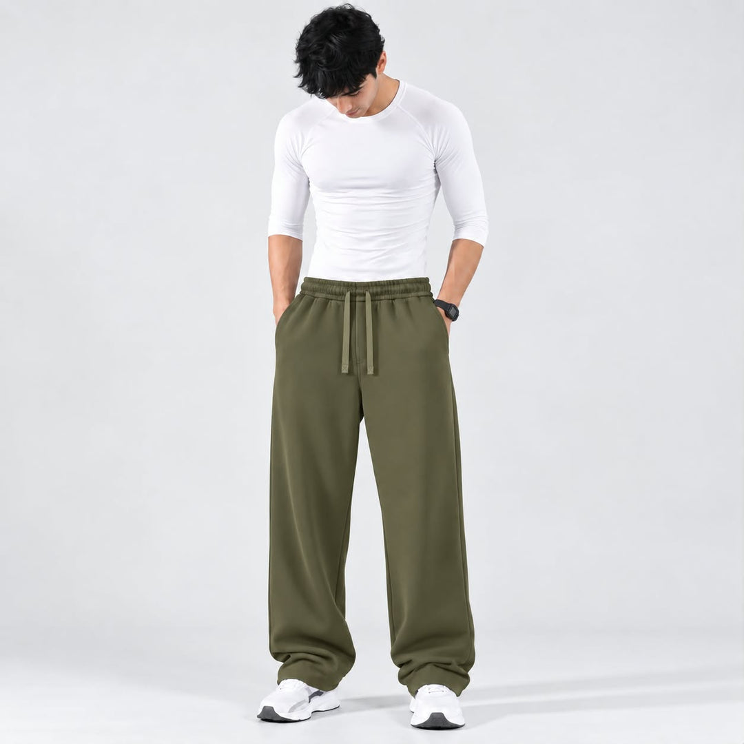OLIVE RELAXED FIT TERRY BOTTOM