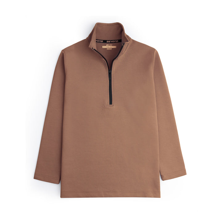 COPPER TAN HALF ZIPPER MOCK NECK