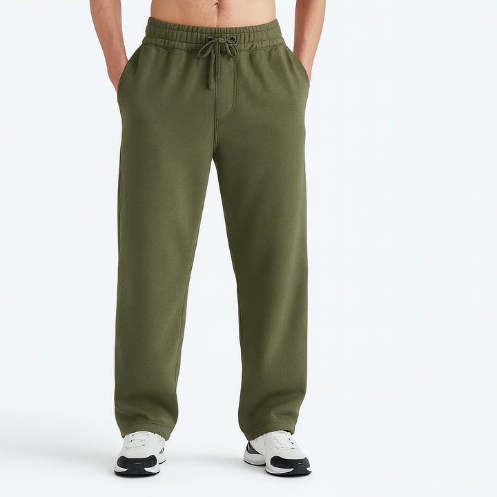 OLIVE RELAXED FIT TERRY BOTTOM