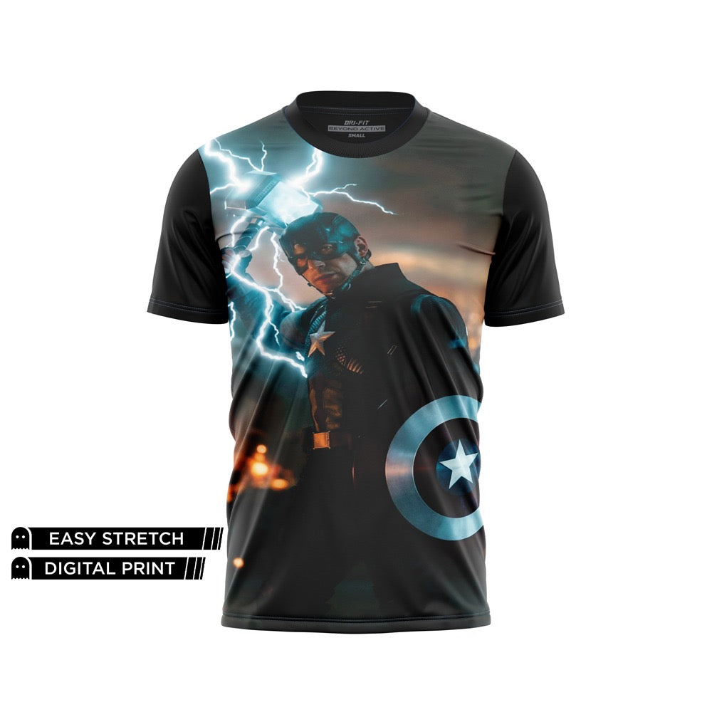 DIGITAL DRY-FIT TEE - CAPTAIN AMERICA THOR LIGHTNING