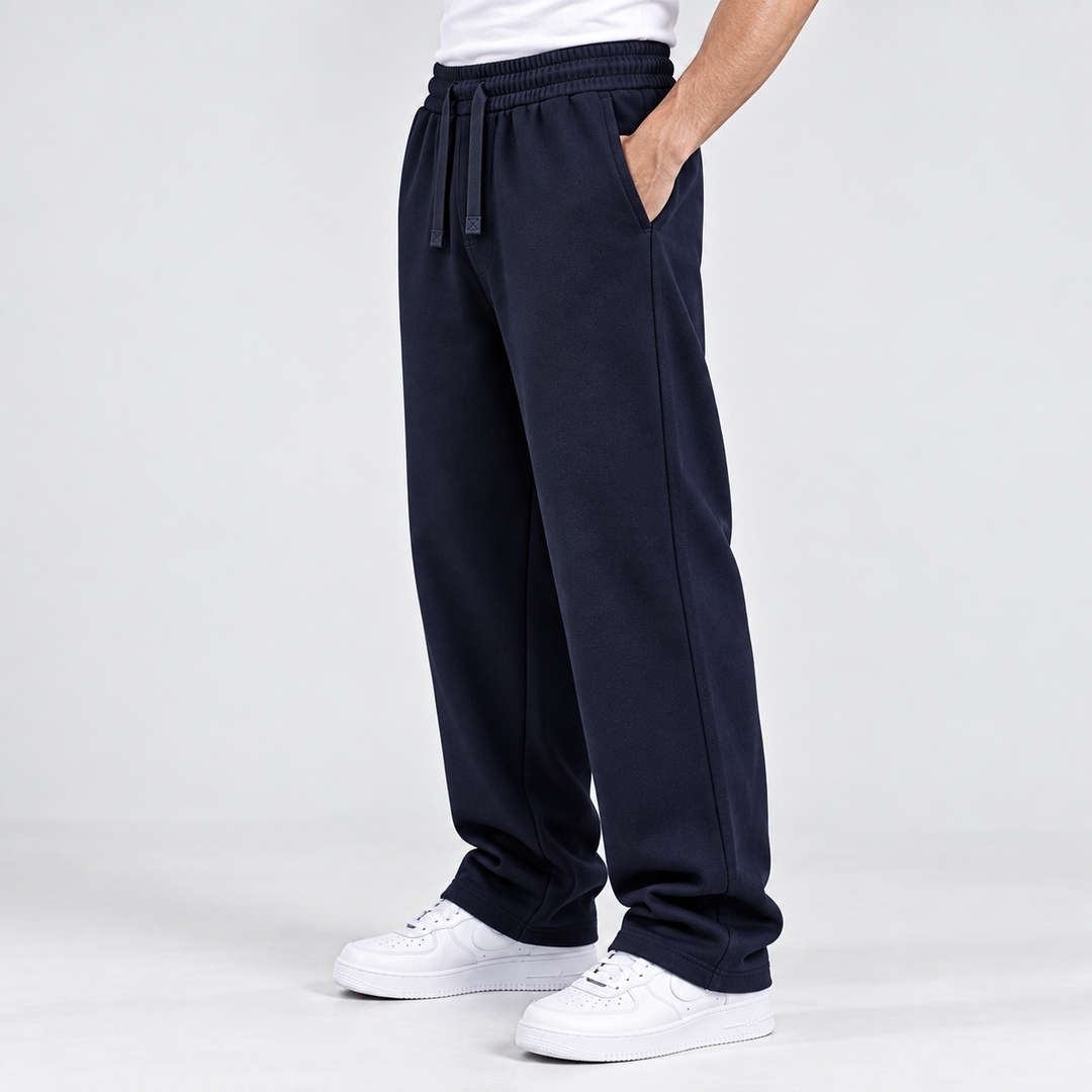 NAVY BLUE RELAXED FIT TERRY BOTTOM