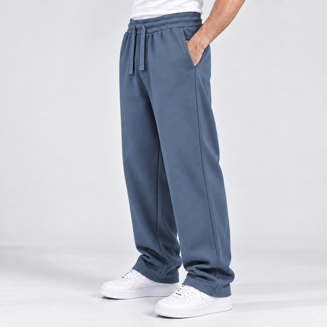 DENIM BLUE RELAXED FIT TERRY BOTTOM