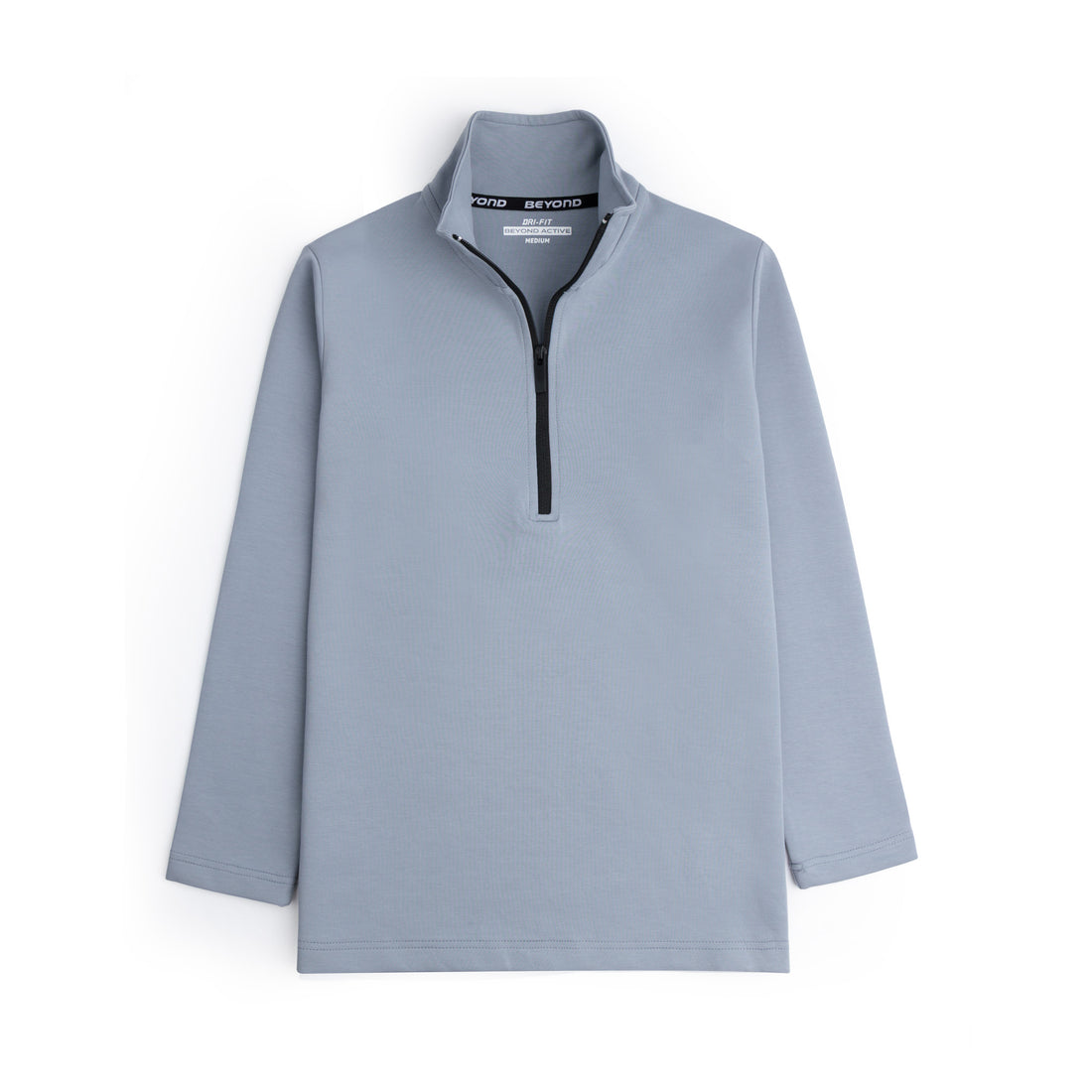 STEEL GREY HALF ZIPPER MOCK NECK
