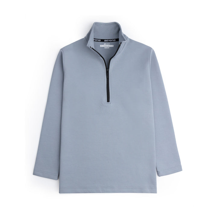 STEEL GREY HALF ZIPPER MOCK NECK