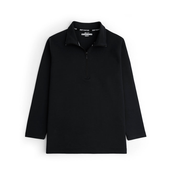 BLACK HALF ZIPPER MOCK NECK