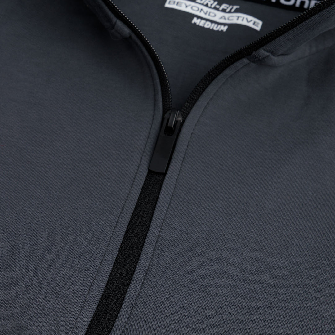 SMOKE GREY HALF ZIPPER MOCK NECK