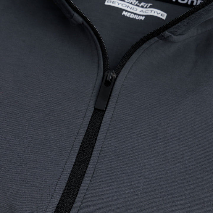 SMOKE GREY HALF ZIPPER MOCK NECK