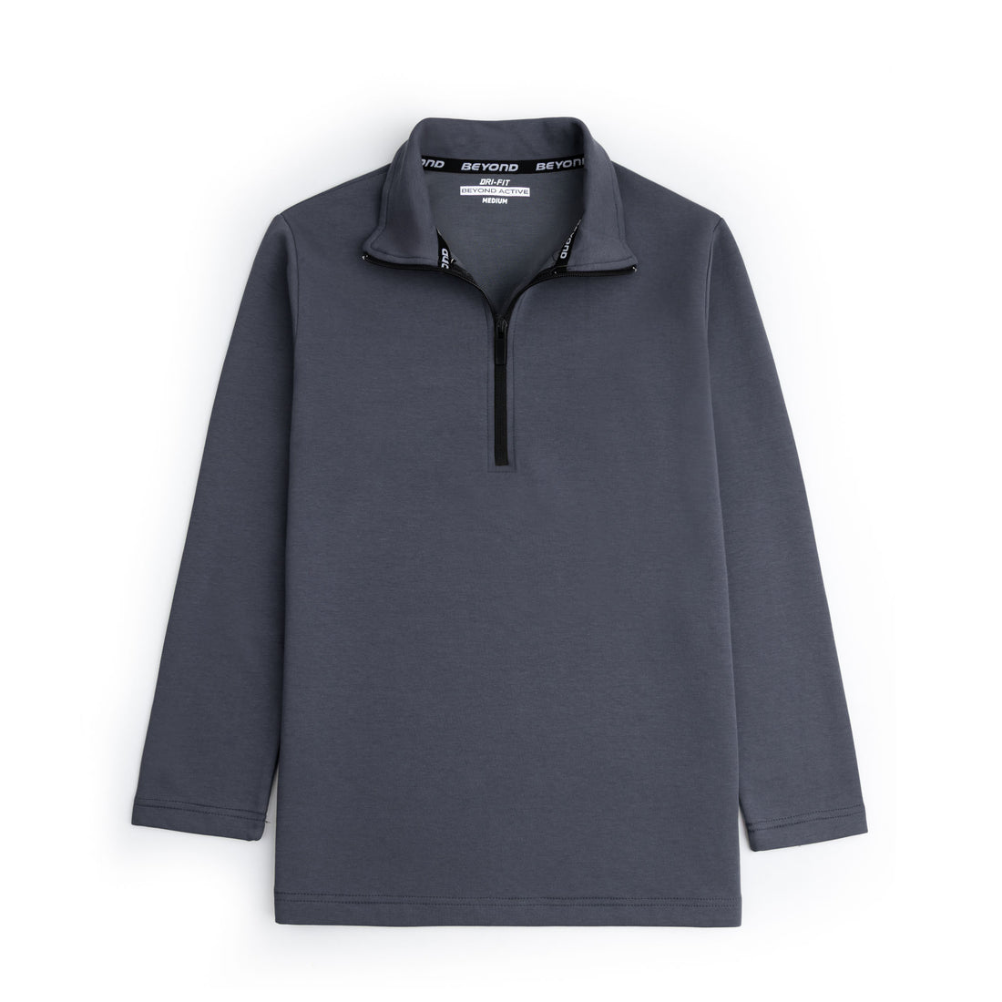 SMOKE GREY HALF ZIPPER MOCK NECK