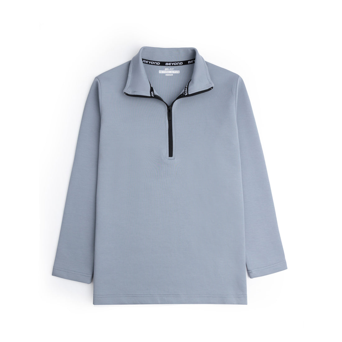 STEEL GREY HALF ZIPPER MOCK NECK