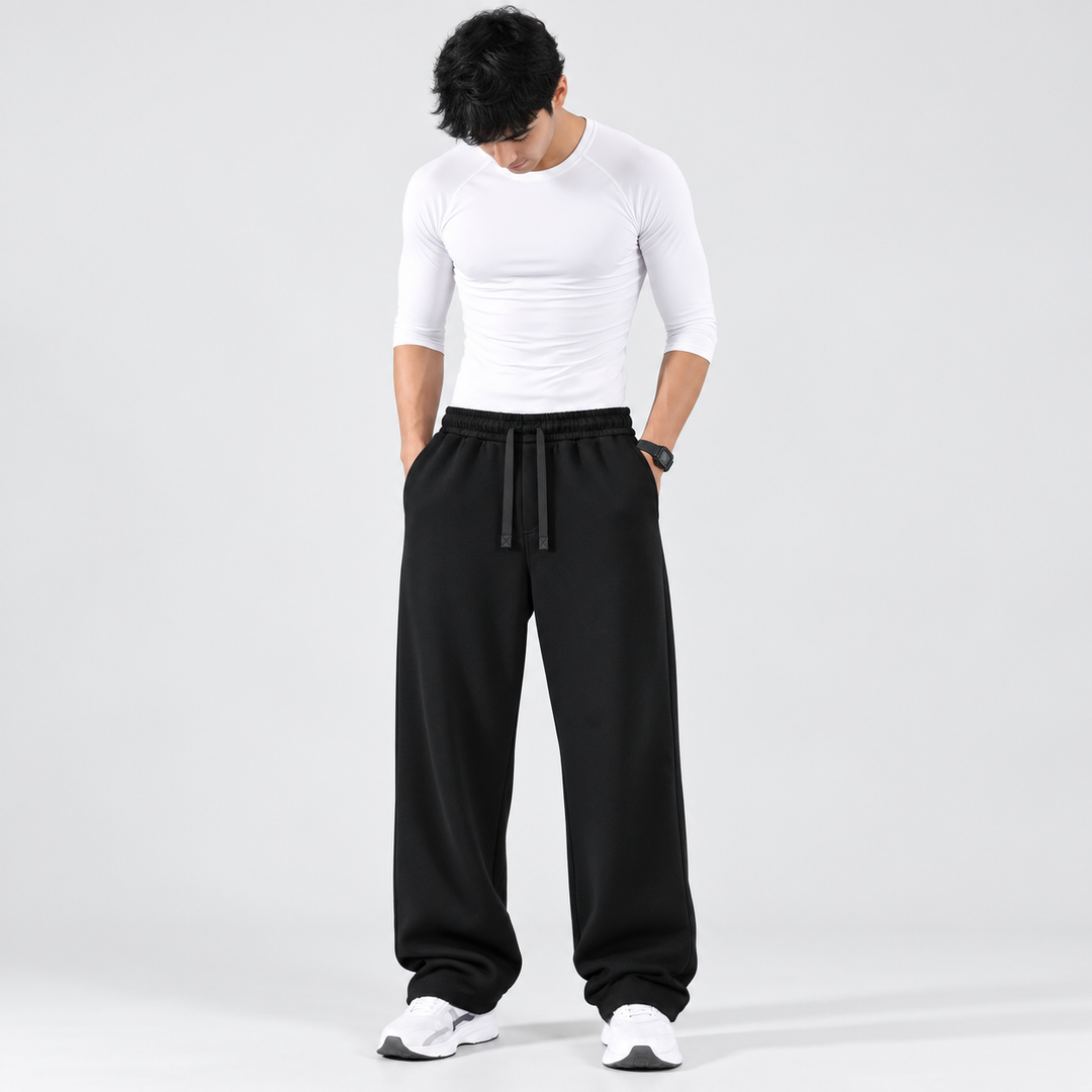 ALL BLACK RELAXED FIT TERRY BOTTOM