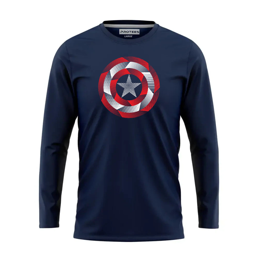 DTF - NAVY CAPTAIN AMERICA RED & WHITE LINING LOGO FULL SLEEVES