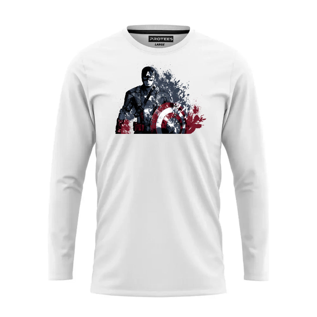 DTF - WHITE SPLASH PRINT CAPTAIN AMERICA FULL SLEEVES