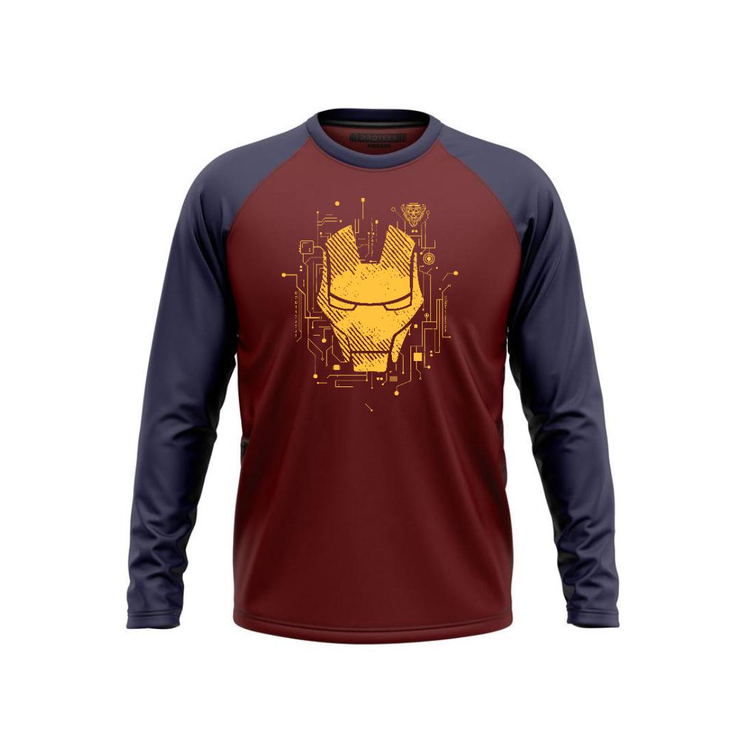 DTF - NAVY MAROON RAGLAN IRONMAN ICONIC HELMET F/S