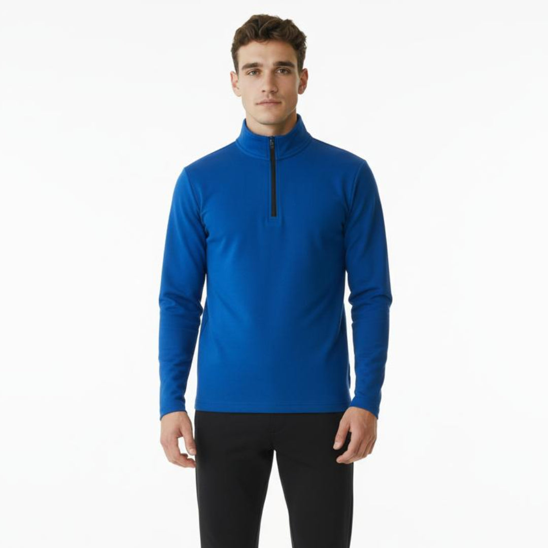 ROYAL BLUE HALF ZIPPER MOCK NECK