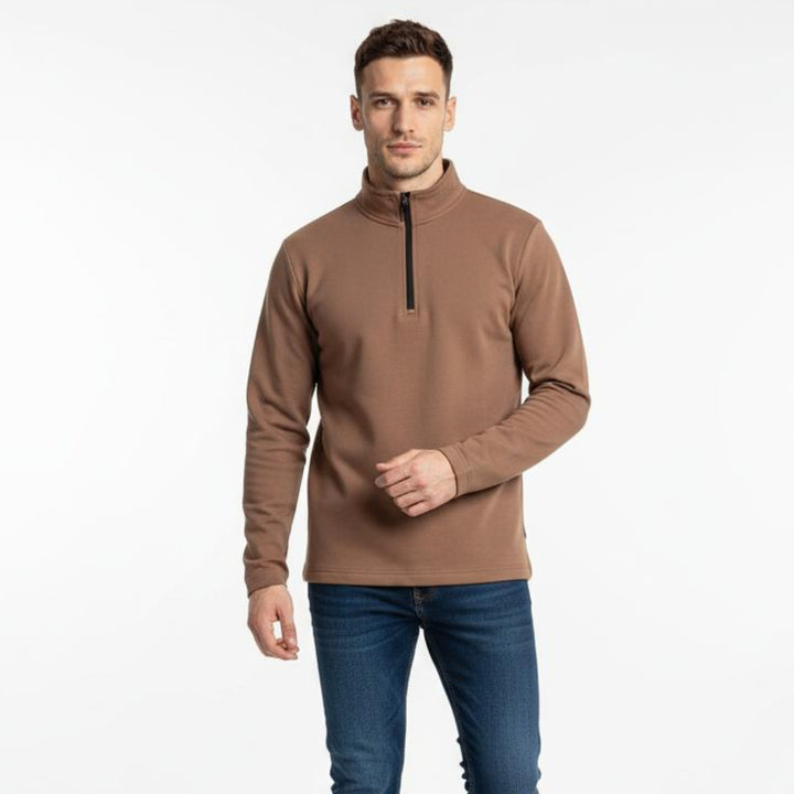 COPPER TAN HALF ZIPPER MOCK NECK