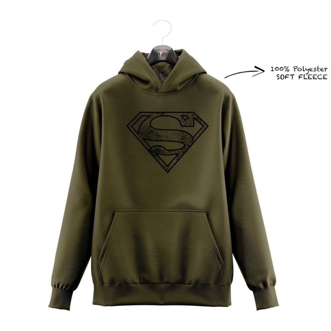 DTF - SUPERMAN BLACK HALF TONE LOGO HOODIE DTF025