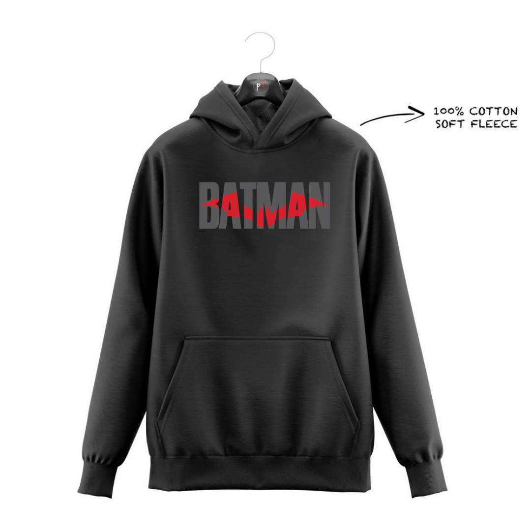 DTF - TWO TONE RED & GREY BATMAN LOGO HOODIE DTF022