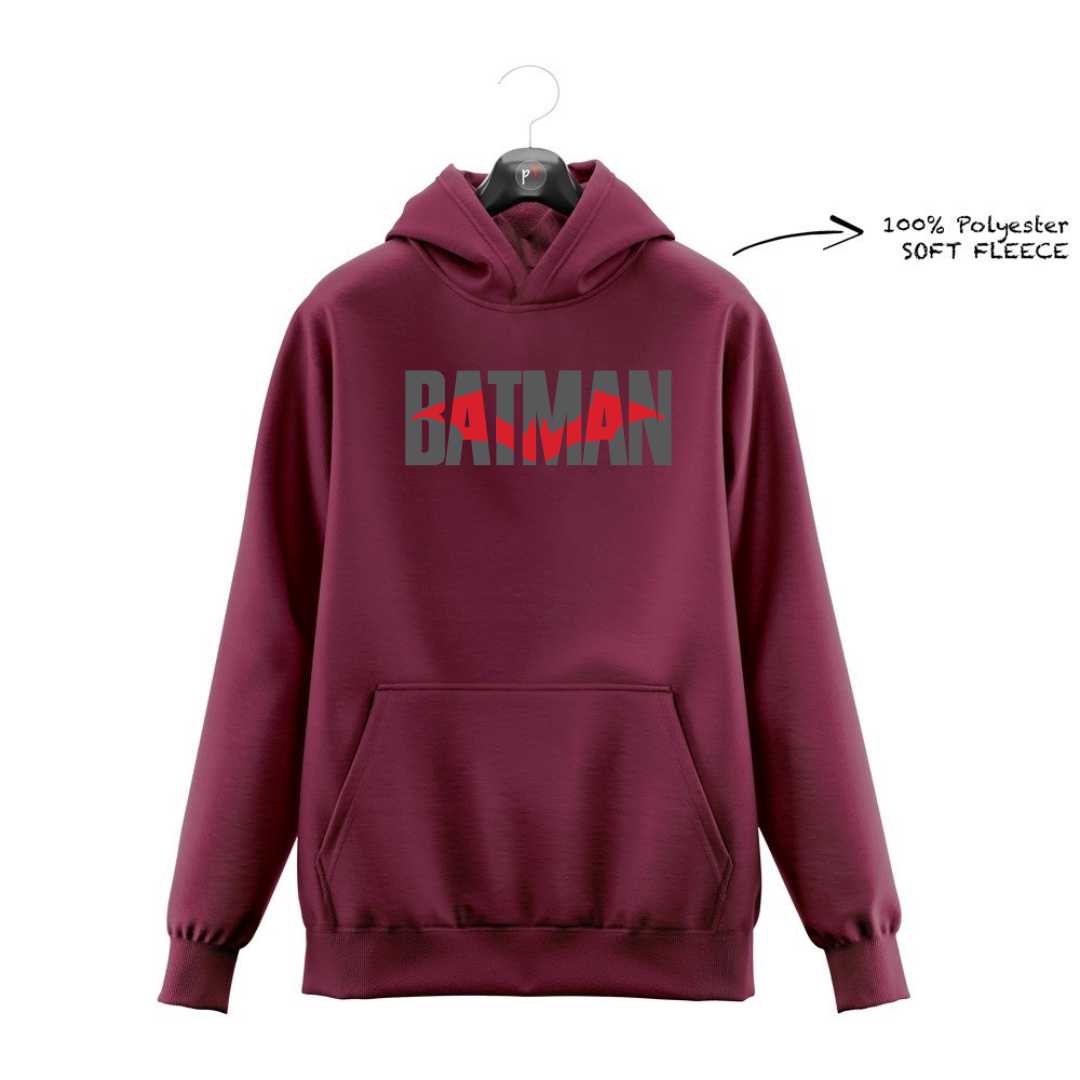 DTF - TWO TONE RED & GREY BATMAN LOGO HOODIE DTF022