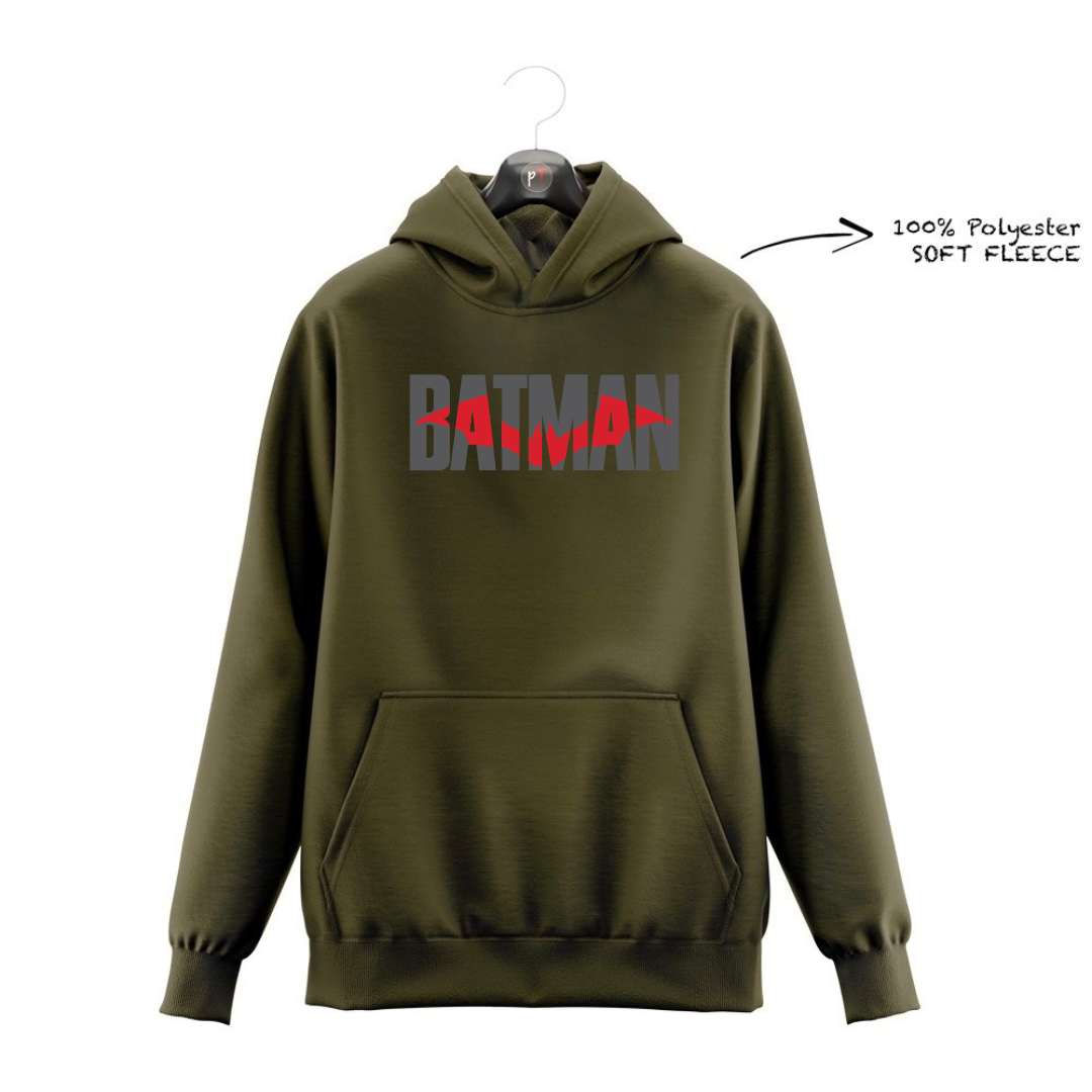 DTF - TWO TONE RED & GREY BATMAN LOGO HOODIE DTF022