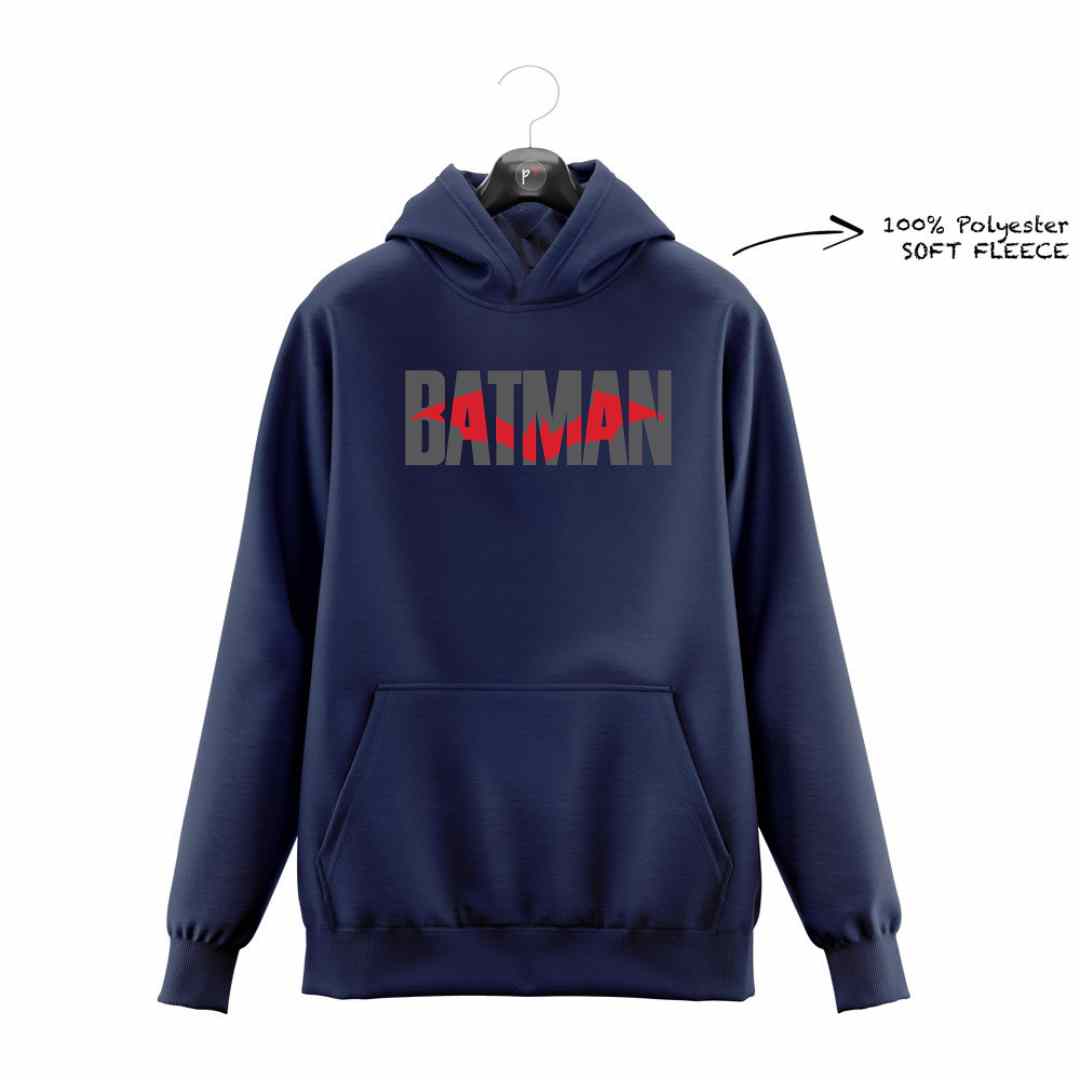 DTF - TWO TONE RED & GREY BATMAN LOGO HOODIE DTF022
