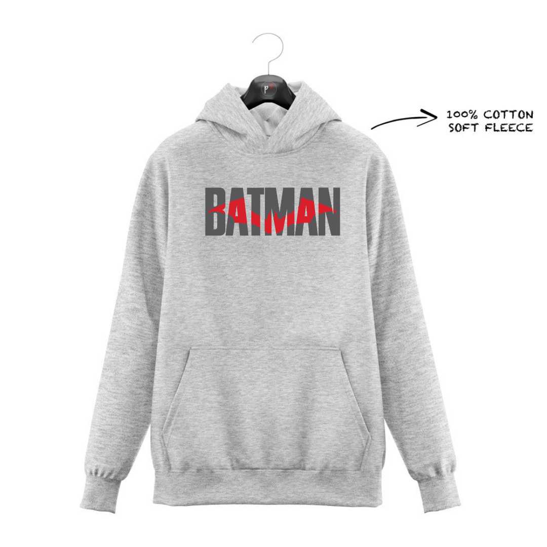 DTF - TWO TONE RED & GREY BATMAN LOGO HOODIE DTF022