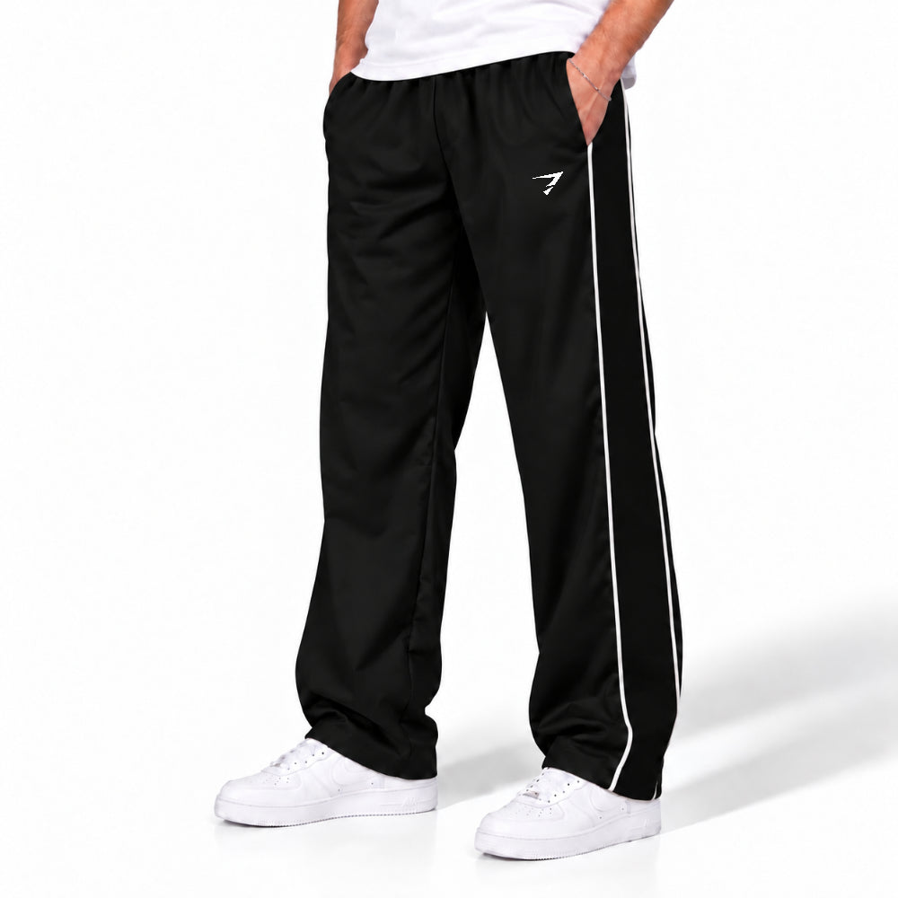 BLACK WITH BLACK SIDE PANEL LOOSE FIT BOTTOM