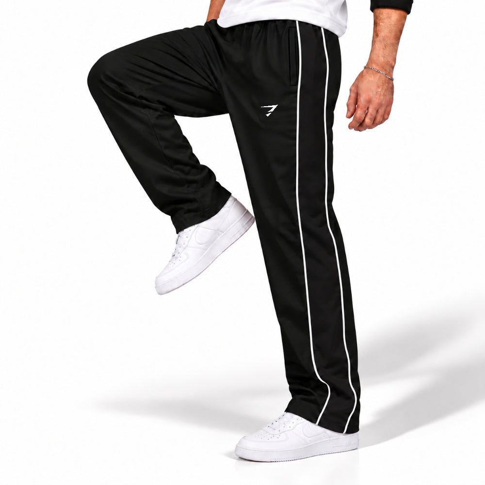 BLACK WITH BLACK SIDE PANEL LOOSE FIT BOTTOM