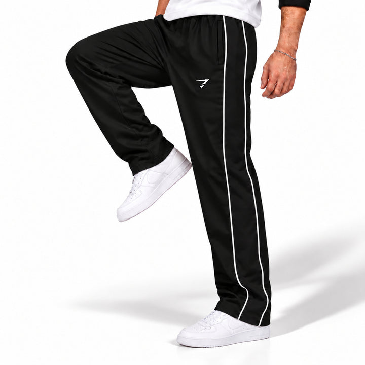 BLACK WITH BLACK SIDE PANEL LOOSE FIT BOTTOM