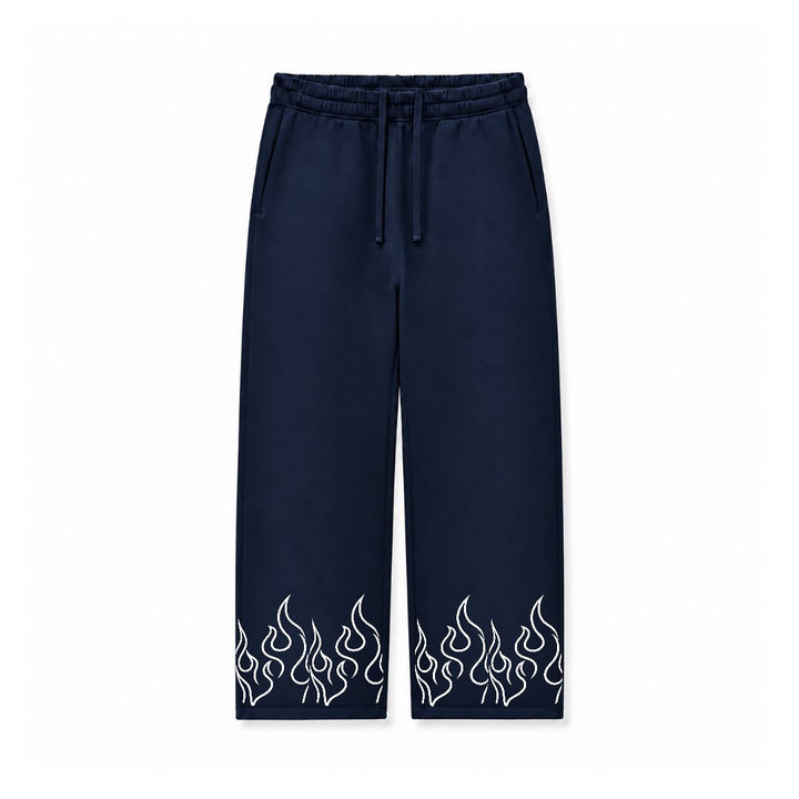 WHITE FLAME OUTLINE - NAVY BLUE