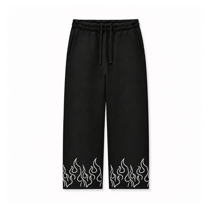 WHITE FLAME OUTLINE - BLACK